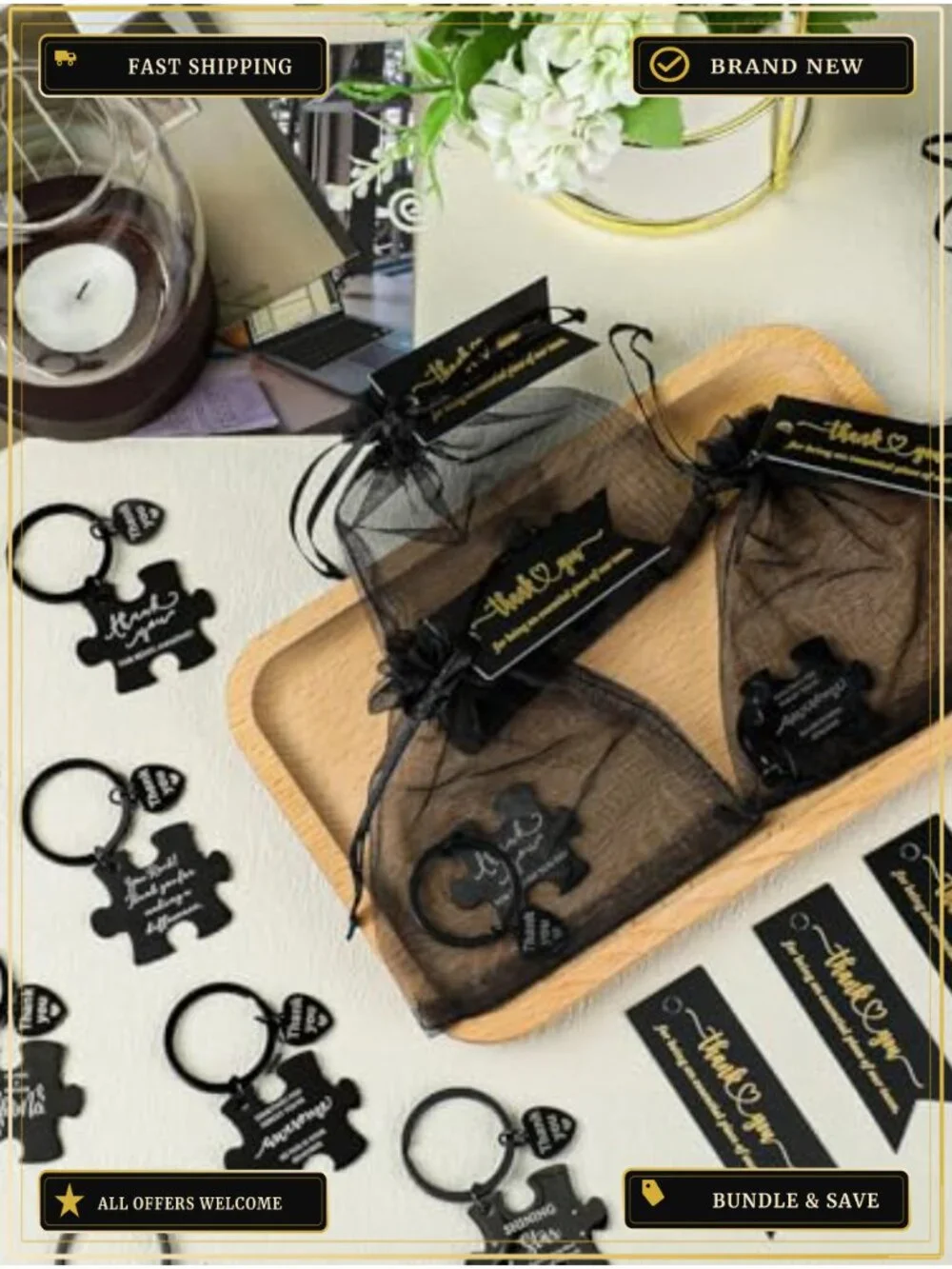 40 Stainless Steel Inspirational Puzzle Keychain Gift Set Bulk Appreciation